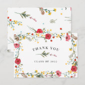 Carte De Remerciements Fleur sauvage jaune rouge (Devant / Derrière)