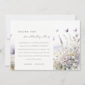 Carte De Remerciements Fleur sauvage Lilac   Papillon Mariage paysage (Devant)