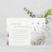 Carte De Remerciements Fleur sauvage Lilac   Papillon Mariage paysage (Debout devant)