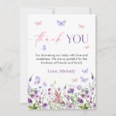 Carte de remerciements Fleur sauvage papillon (Devant)