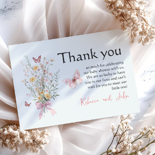 Carte De Remerciements Fleur sauvage papillon rustique Baby shower floral
