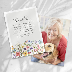 Carte De Remerciements Fleur sauvage Photo Sympathy Funérailles