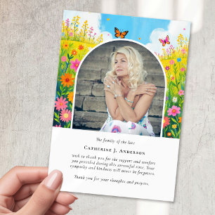 Carte De Remerciements Fleur sauvage Photo Sympathy Funeral Memorial