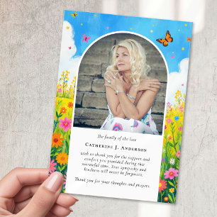 Carte De Remerciements Fleur sauvage Photo Sympathy Funeral Memorial