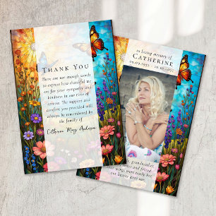 Carte De Remerciements Fleur sauvage Photo Sympathy Funeral Memorial