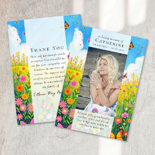 Carte De Remerciements Fleur sauvage Photo Sympathy Funeral Memorial