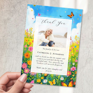 Carte De Remerciements Fleur sauvage Photo Sympathy Funeral Memorial