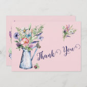 Carte de remerciements Fleur sauvage rose (Devant / Derrière)