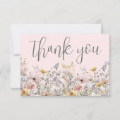 Carte De Remerciements Fleur Sauvage Rose Pâle (Devant)