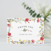 Carte De Remerciements Fleur sauvage rouge jaune (Debout devant)