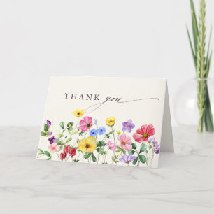 Carte De Remerciements Fleur sauvage Rustic Chic Floral Fête des mariées 