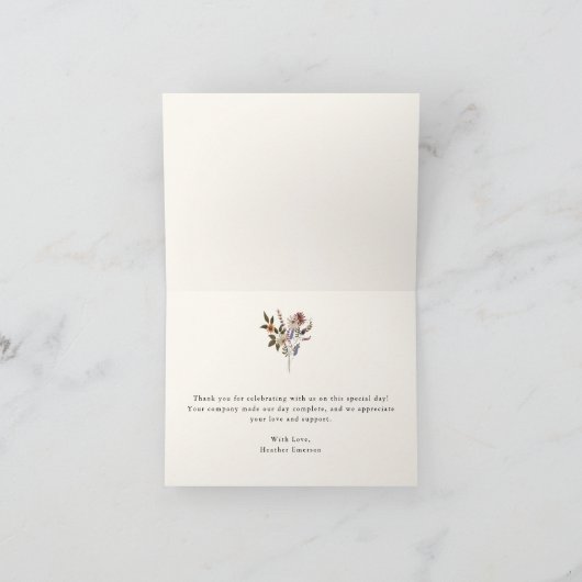 Carte de remerciements Fleur sauvage rustique (Intérieur)