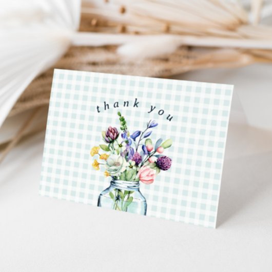 Carte De Remerciements Fleur sauvage rustique Mason Jar Baby Boy Douche