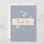 Carte De Remerciements Fleur sauvage rustique Monogramme Dusty Mariage bl (Devant)