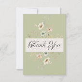 Carte De Remerciements Fleur sauvage rustique Sage Mariage vert (Devant)