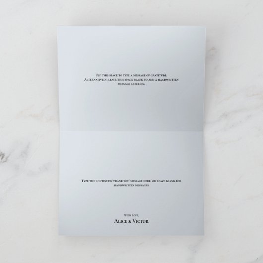 Carte De Remerciements Fleur sauvage simple Fern Dusty Blue Mariage (Intérieur)