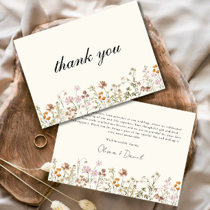 Carte De Remerciements Fleur sauvage Terracotta Beige Boho Mariage