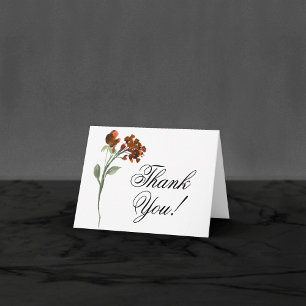 Carte De Remerciements Fleur sauvage Terracotta Orange Fleur Bohème