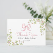 Carte de remerciements fleur sauvage Vintage Pink  (Debout devant)