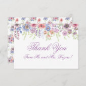 Carte de remerciements Fleur sauvage violet et ble (Devant / Derrière)