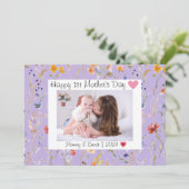 Carte De Remerciements Fleur sauvage violet Première Fête des Mères Photo (Debout devant)