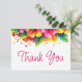 Carte De Remerciements Fleur tropicale aquarelle hawaïenne (Debout devant)