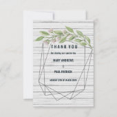 Carte De Remerciements Fleur vert de bois blanc géométrique (Devant)