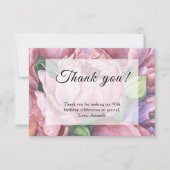 Carte De Remerciements Fleur vintage 90e fête d'anniversaire (Devant)