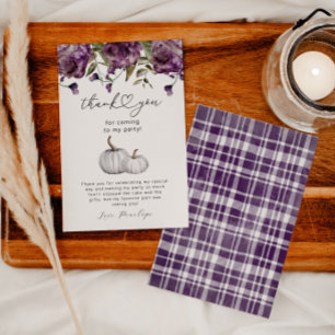 Carte De Remerciements Fleur violet citrouille fête d'anniversaire