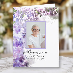 Carte De Remerciements Fleur violette Lilac Aquarelle Sympathie funéraire