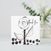 Carte De Remerciements Fleur Whimsical Blanc Noir modifiable (Debout devant)