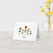 Carte de remerciements - Fleur Zinnia (Fleur jaune)