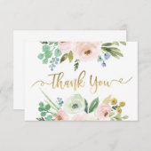 Carte de remerciements fleuri, verdure (Devant / Derrière)