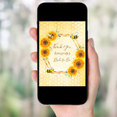 Carte de remerciements fleurie d'abeille nuptiale