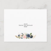 carte de remerciements fleurie marine et rousse (Dos)