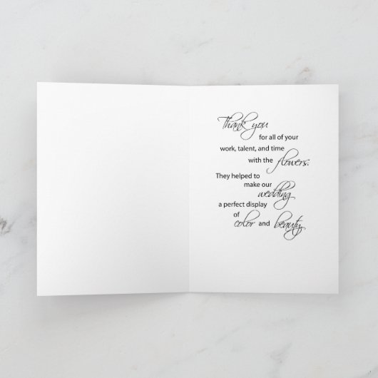 Carte De Remerciements Fleuriste de mariage, Merci, Mariée Bonhommes Allu (Intérieur)