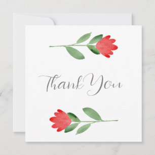 Carte De Remerciements Fleurs abstraites à l'aquarelle rouge