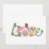 Carte De Remerciements Fleurs Amour (Devant / Derrière)