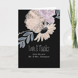 Carte De Remerciements Fleurs Aquarelle Moderne Mariage Remerciement