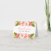 Carte De Remerciements Fleurs Aquarelle Rose Mariage Enterrement de Vie d (Devant)