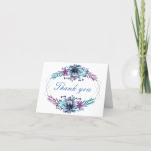 Carte De Remerciements Fleurs aquarelles bleues et violettes