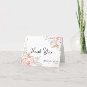 Carte De Remerciements Fleurs aquarelles pêche et sauge pour la douche de