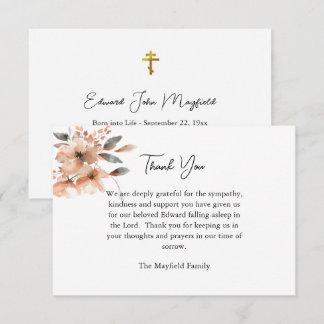 Carte De Remerciements Fleurs aquarelles pêche rustique Funérailles ortho