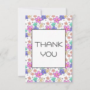 Carte De Remerciements fleurs arc-en-ciel colorées lumineuses abeilles bo
