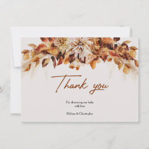 Carte De Remerciements Fleurs automne et automne terre cuite couleurs rou