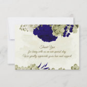 Carte De Remerciements Fleurs beiges royales mariage botanique (Devant)