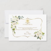 Carte De Remerciements Fleurs blanches Croix d'or Chalice Sainte Communio (Devant)