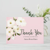 Carte De Remerciements *~ Fleurs blanches de rose de plage bourgeons de d (Debout devant)