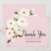 Carte De Remerciements *~ Fleurs blanches de rose de plage bourgeons de d (Devant / Derrière)