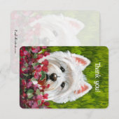 Carte De Remerciements Fleurs blanches et roses (Devant / Derrière)